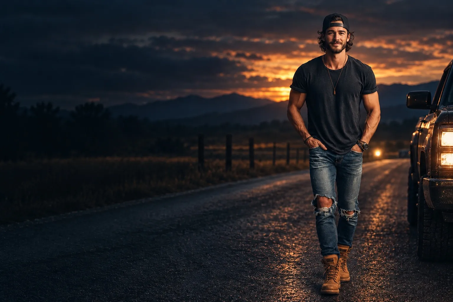 JB Emerson press photo: country road at dusk